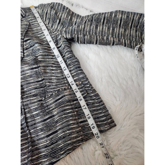 Ann Taylor Loft Womens Blazer Jacket Multicolor Striped Buttons Pleated Linen 4 - Picture 3 of 6